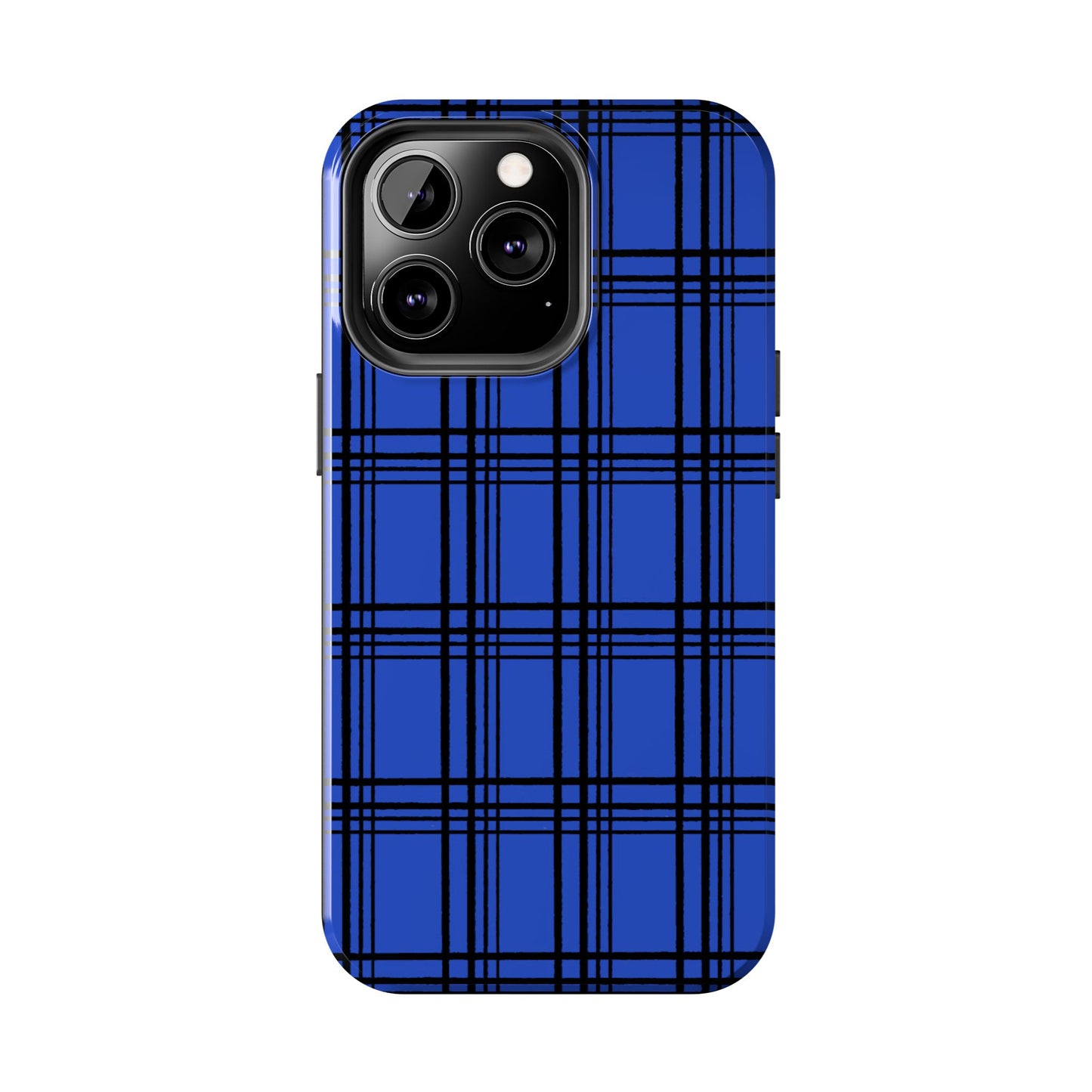 Glad Plaid Blue / Black Phone Case