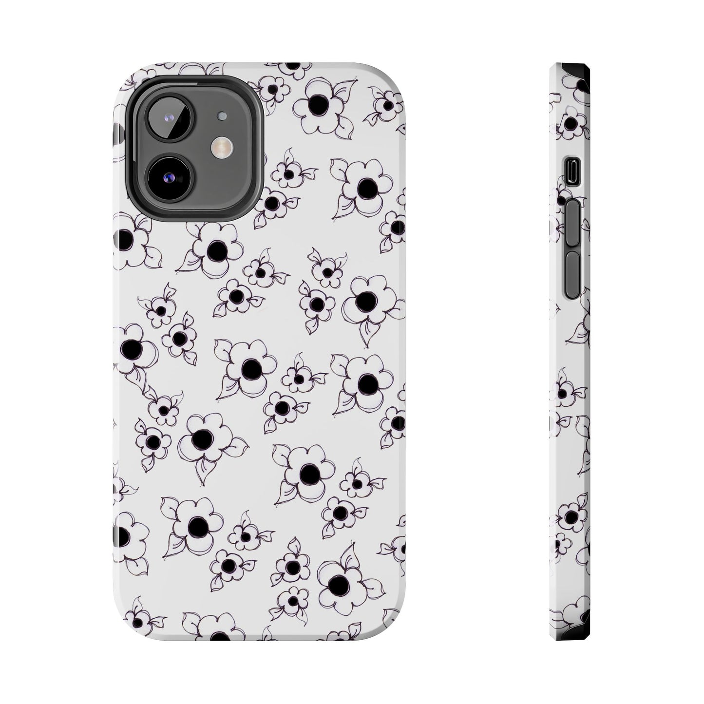 Daisy Cluster White / Black Phone Case