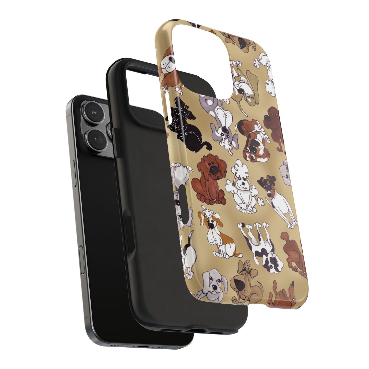 Tossed Doggies Tan Phone Case