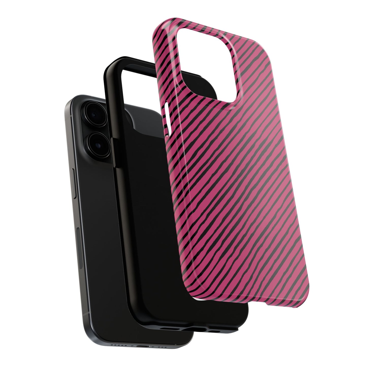 Quirky Bias Stripe Magenta / Black Phone Case
