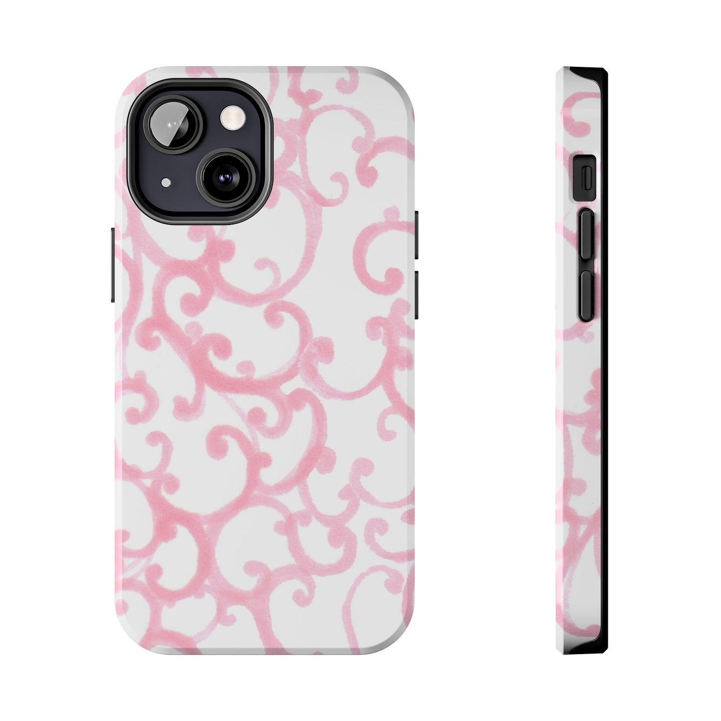 Scrollie White / Pink Phone Case