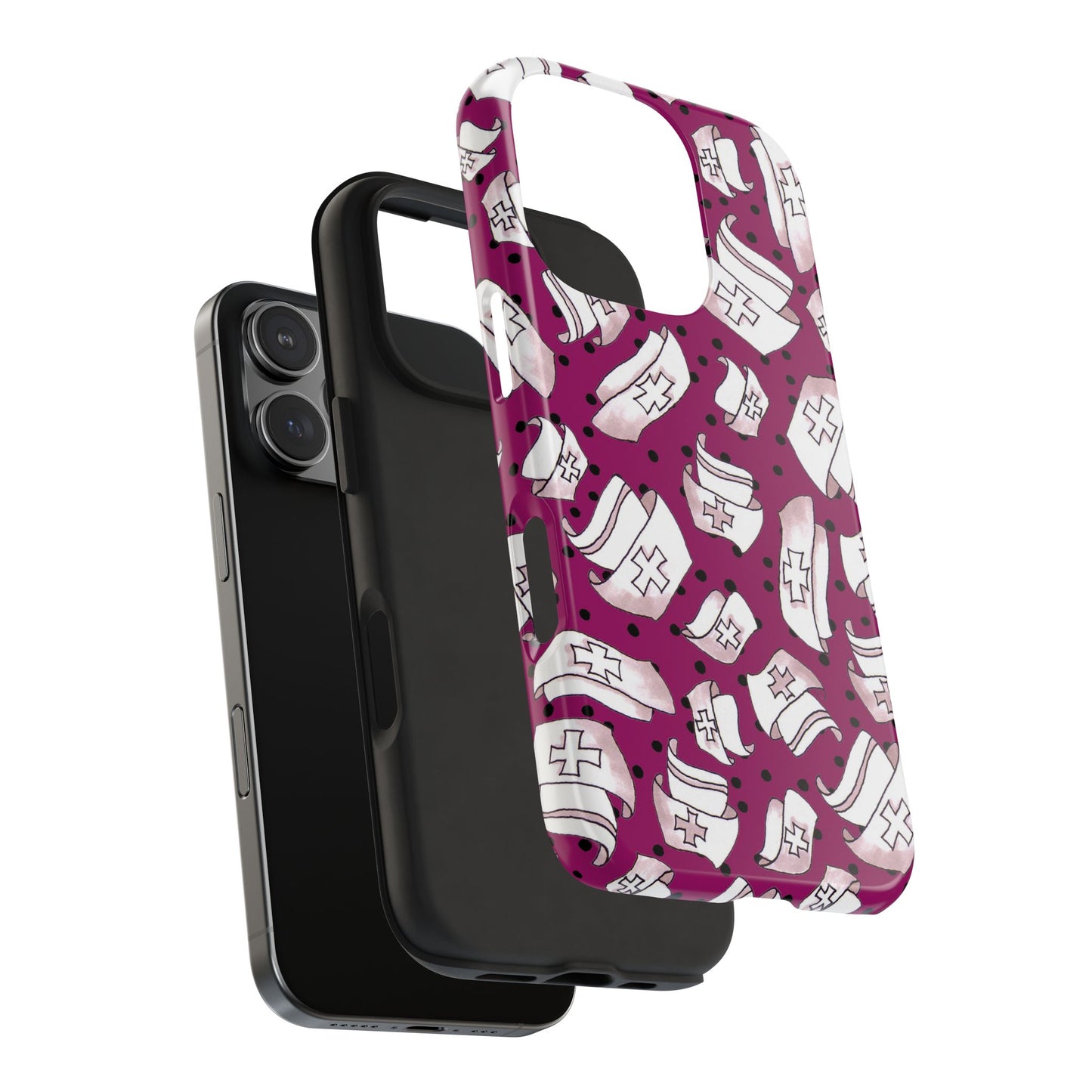 Med Hats Burgundy / Black Phone Case