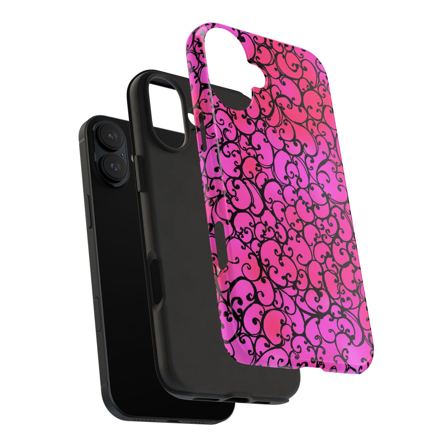 Scrollie Cerise / Black Phone Case