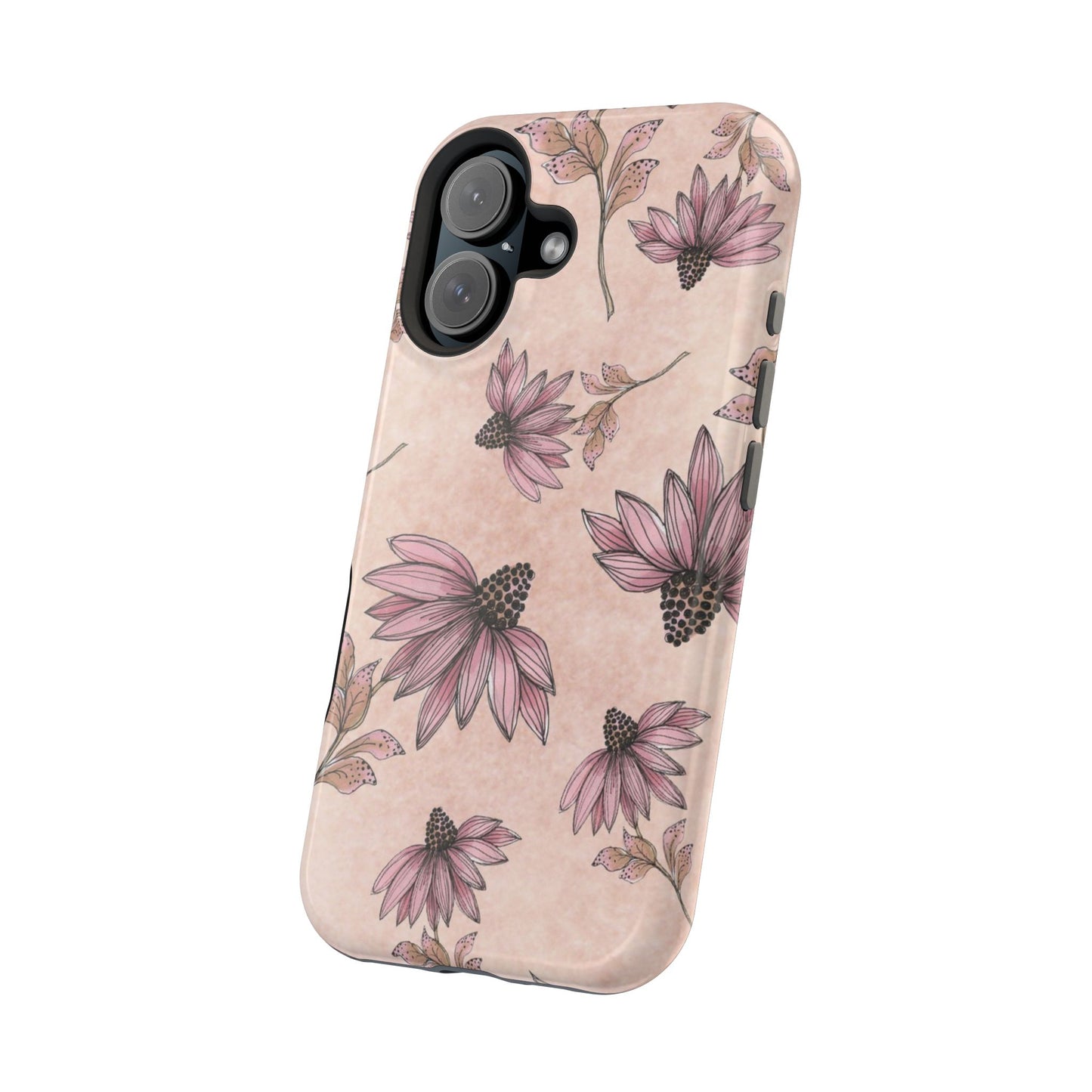 Wild Cone Flowers Pink Marble Phone Case