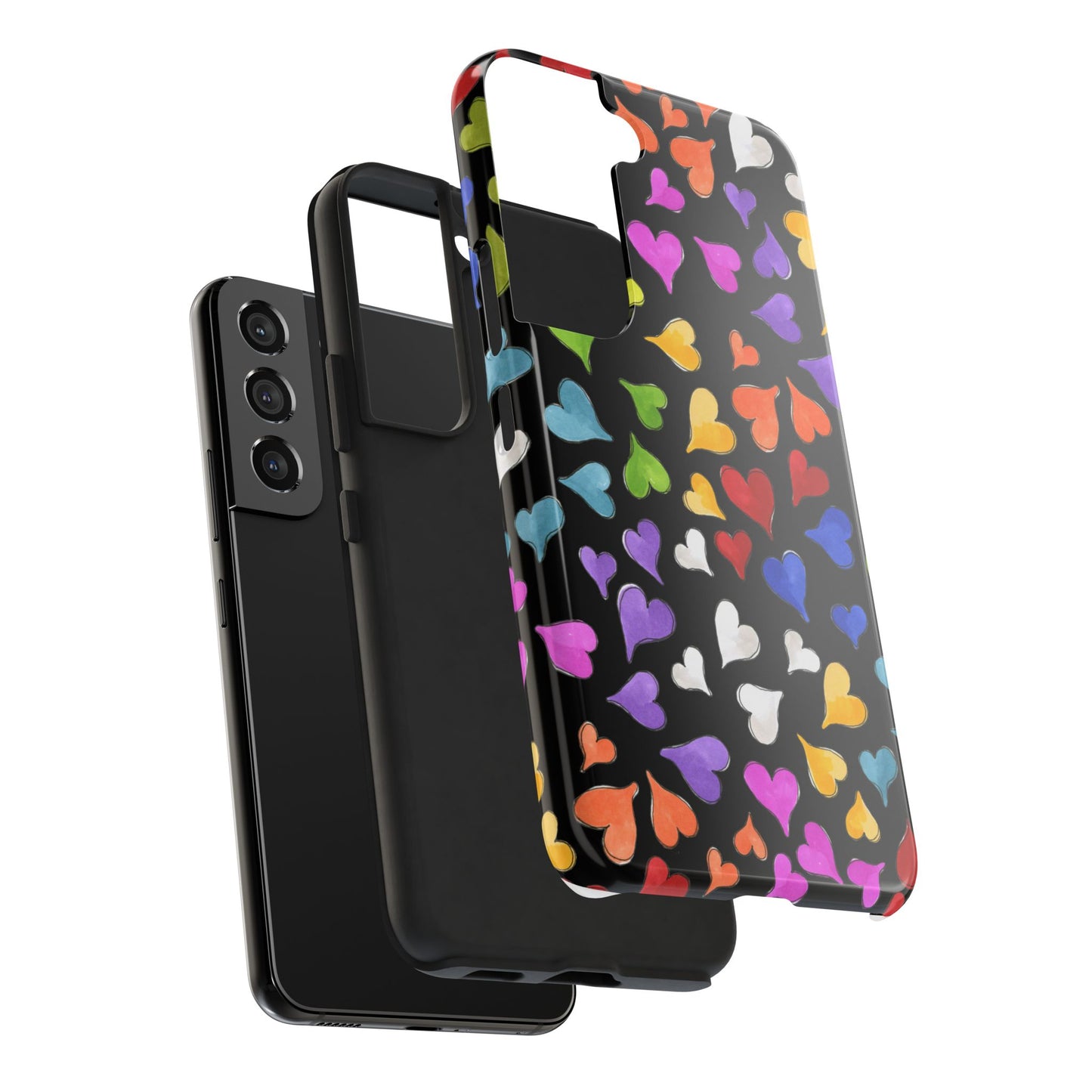 Happy Hearts Black Phone Case