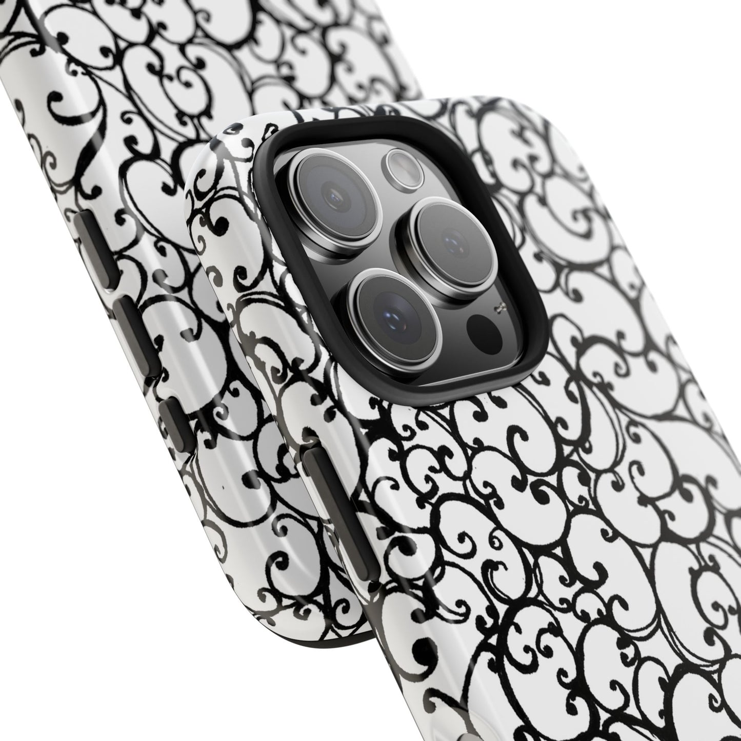 Scrollie White / Black Phone Case