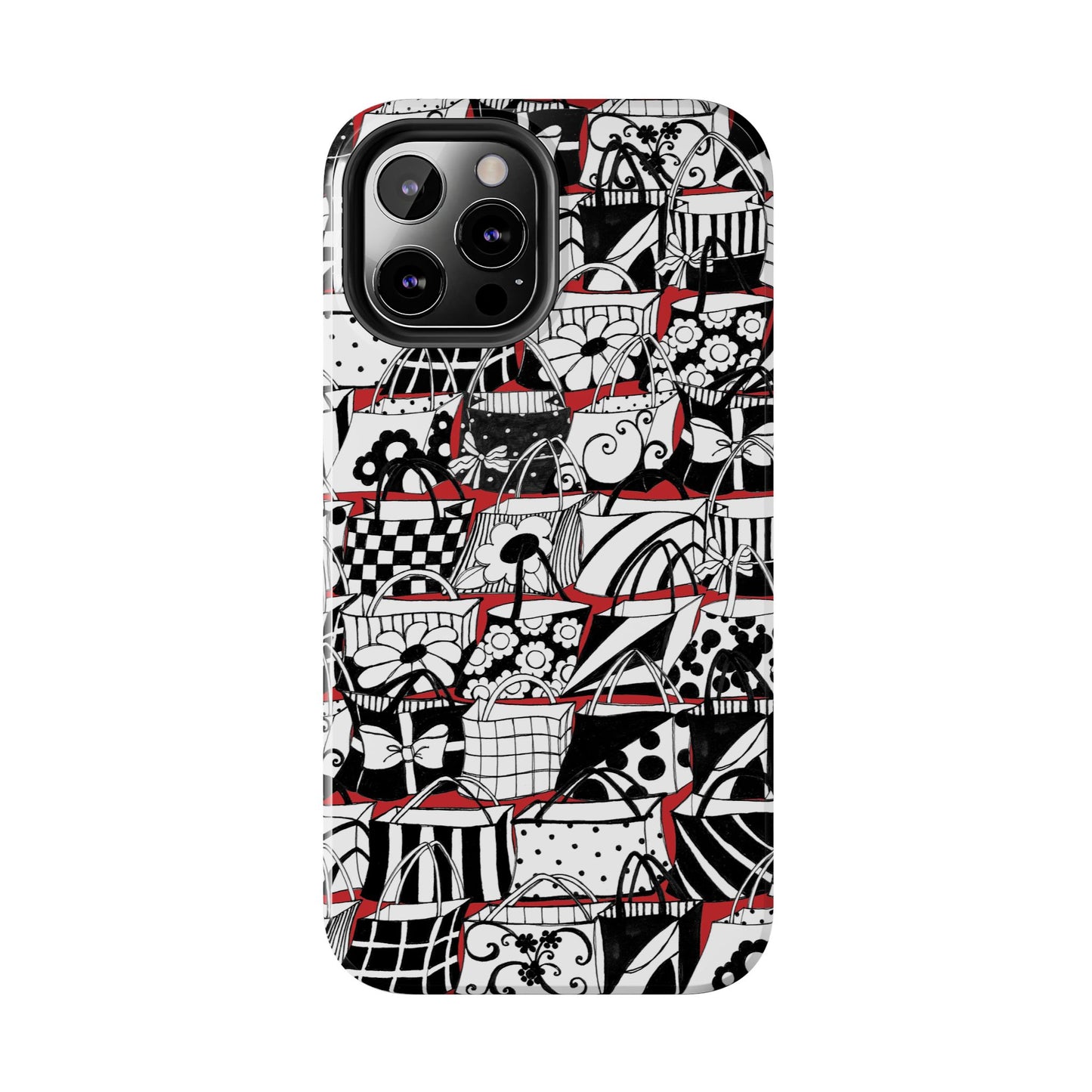 Totally Black, White & Red Phone Case