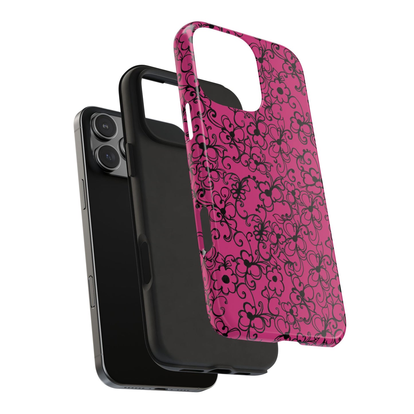 Daisy Jungle Pink / Black Phone Case