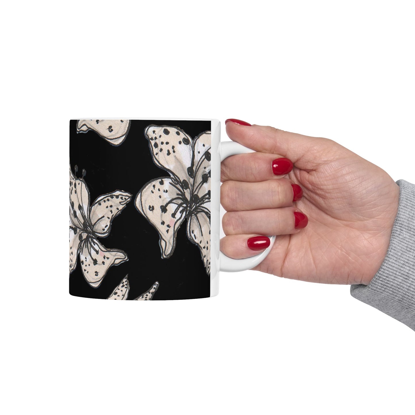 Spotted Lilies Black Cup
