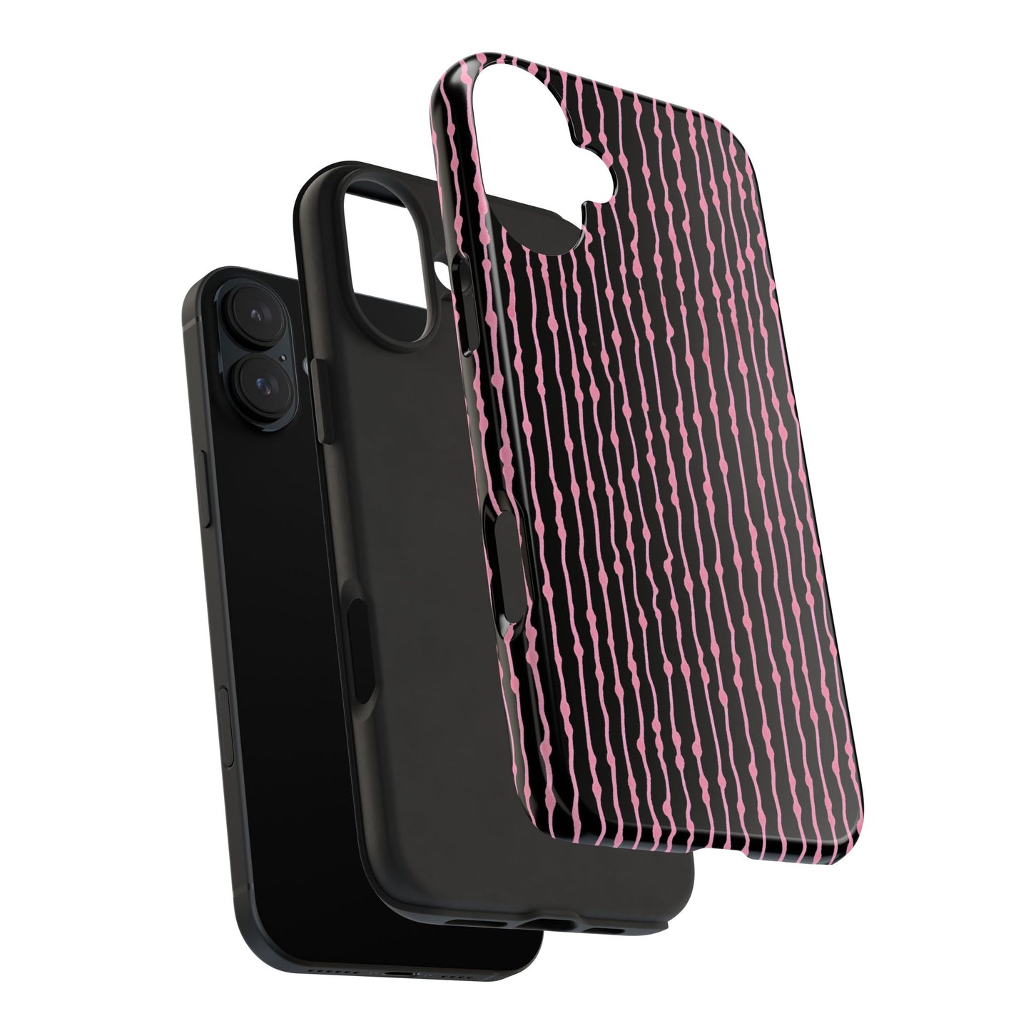Faux Seersucker Black / Pink Phone Case
