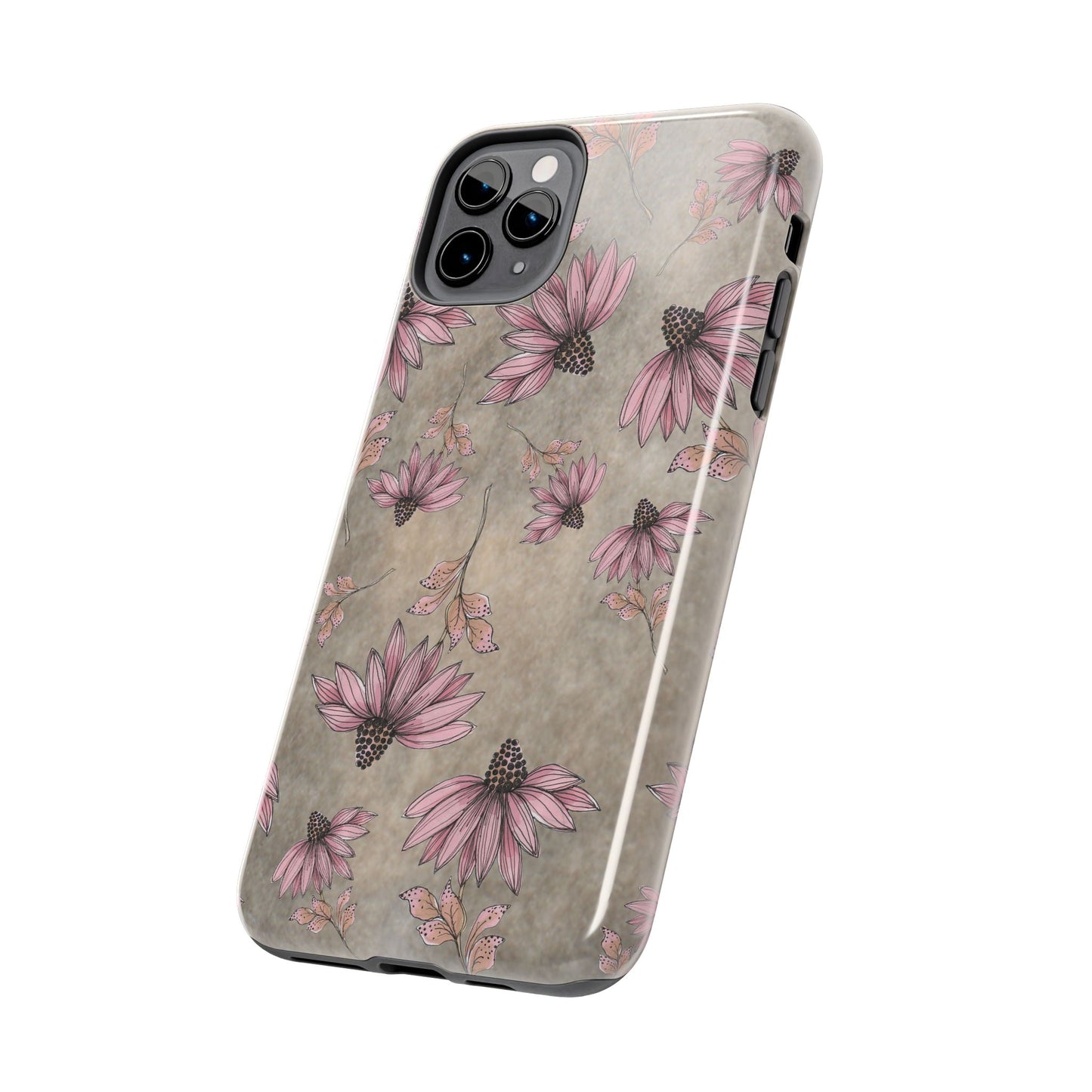 Wild Cone Flowers Taupe Marble Phone Case