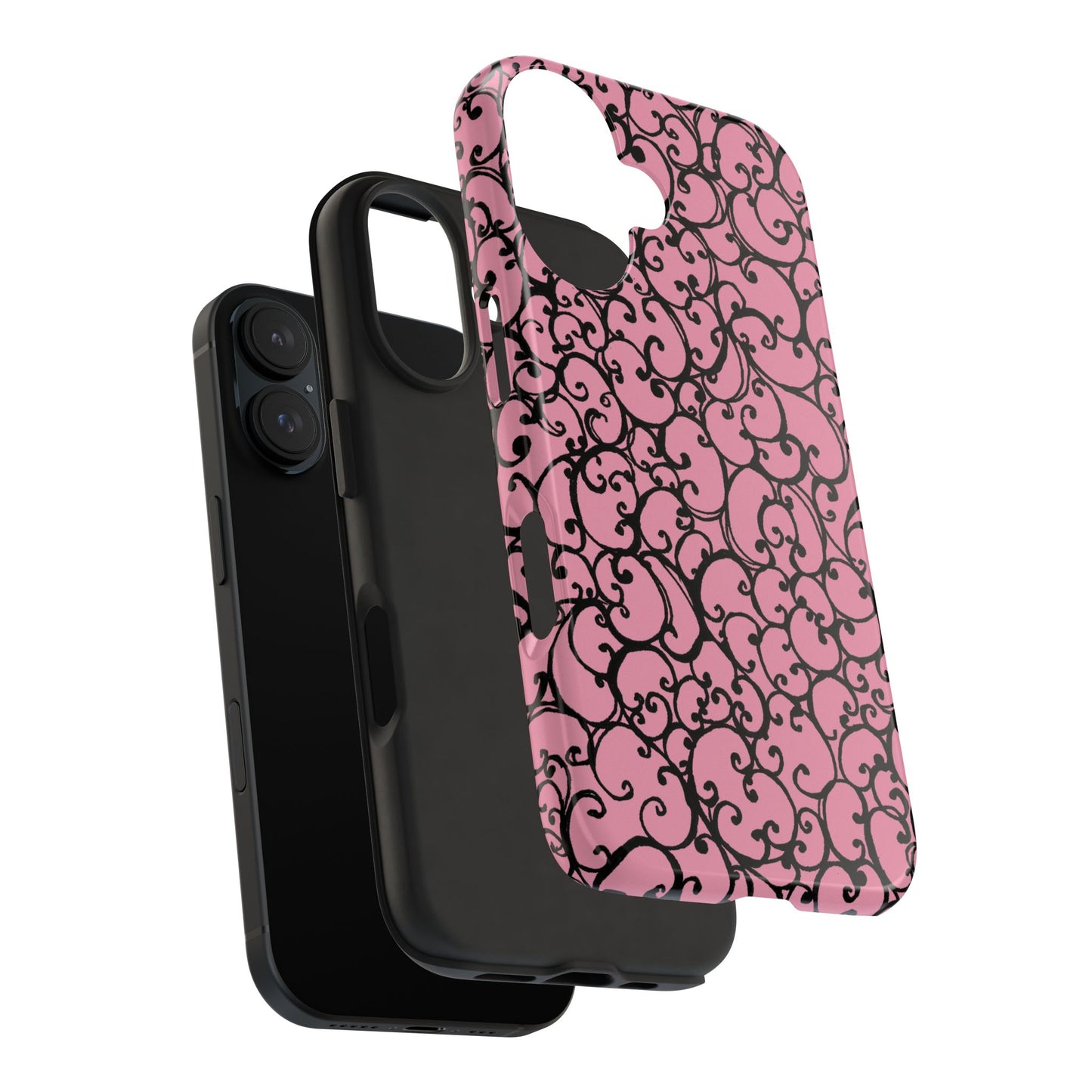 Scrollie Pink / Black Phone Case