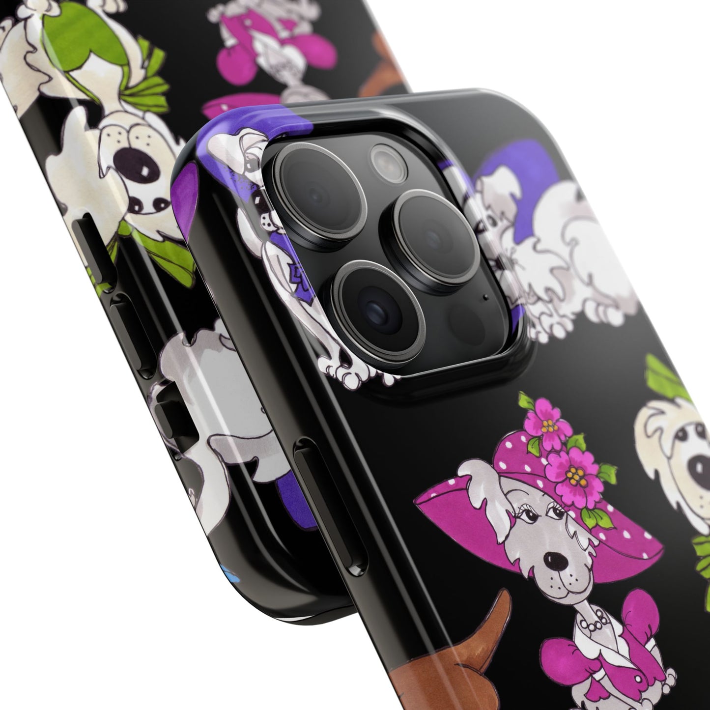 Fancy Dog Line Up Black Phone Case