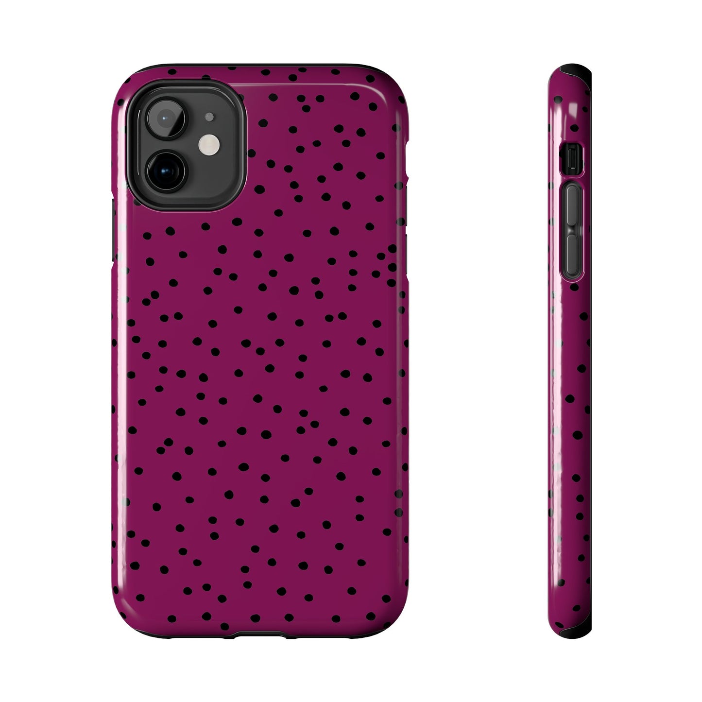 Dinky Dots Burgundy / Black Phone Case