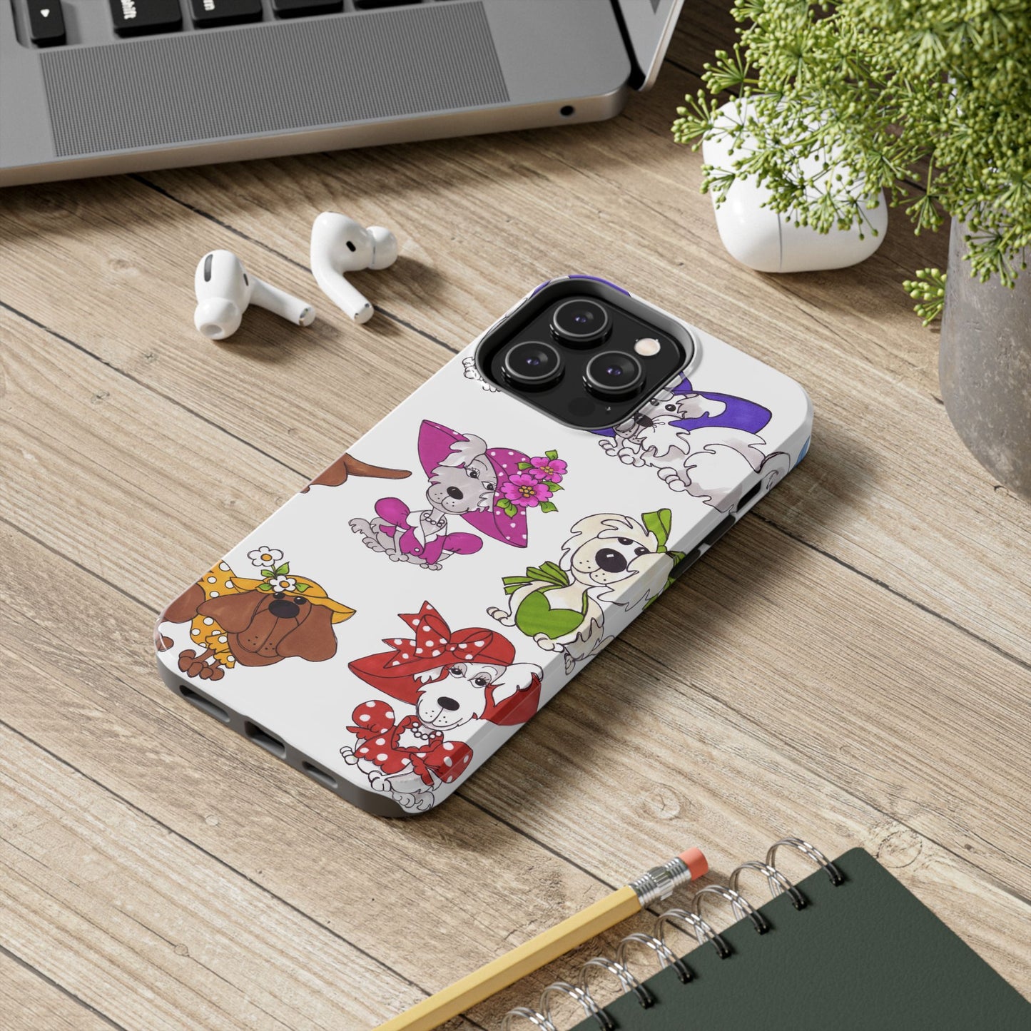 Fancy Dog Line Up White Phone Case