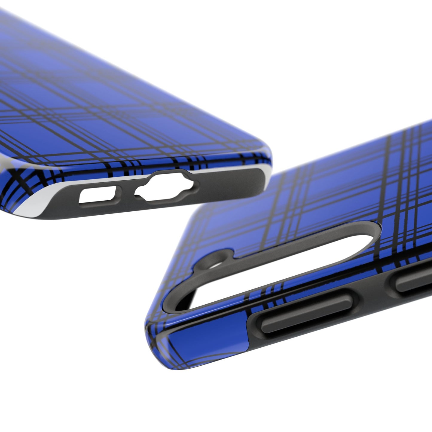 Glad Plaid Blue / Black Phone Case