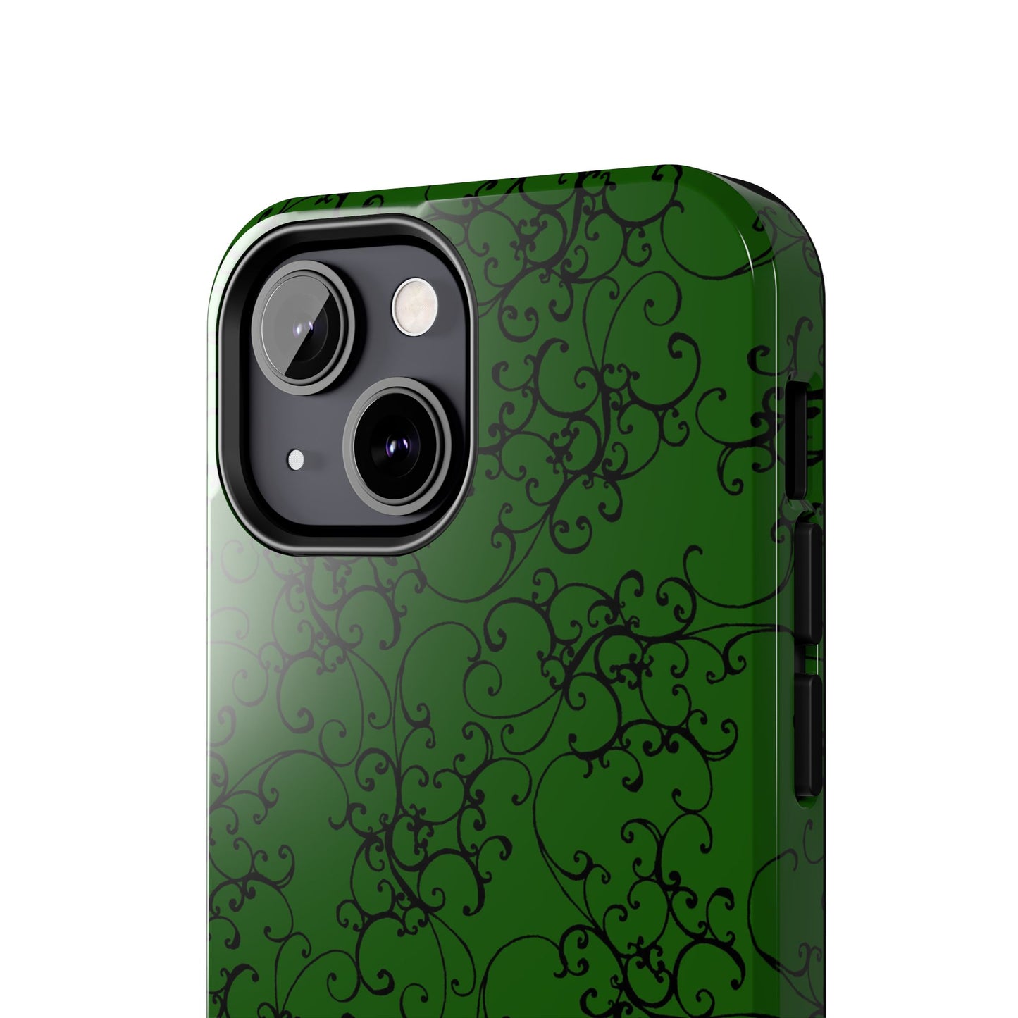 Elegant Scroll Dark Green / Black Phone Case