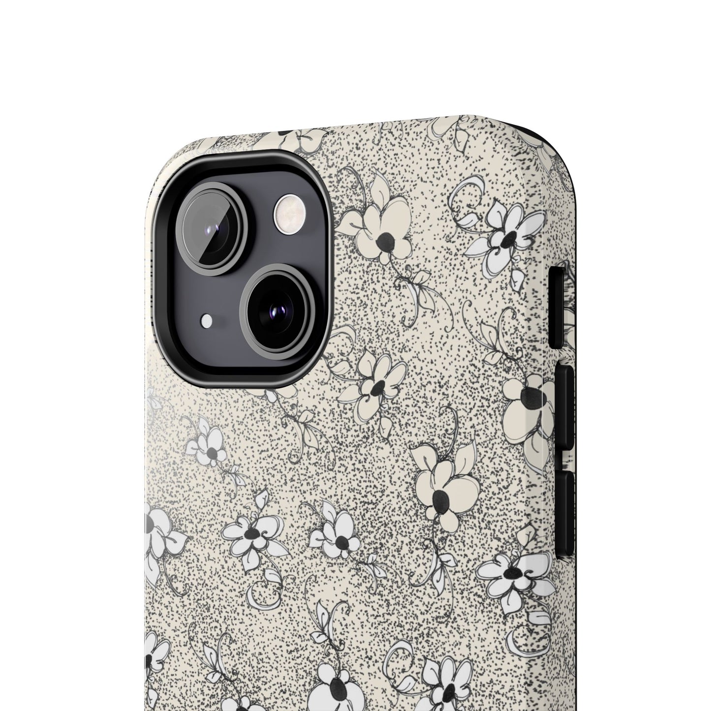 Daisy Flecks Ivory / Black Phone Case