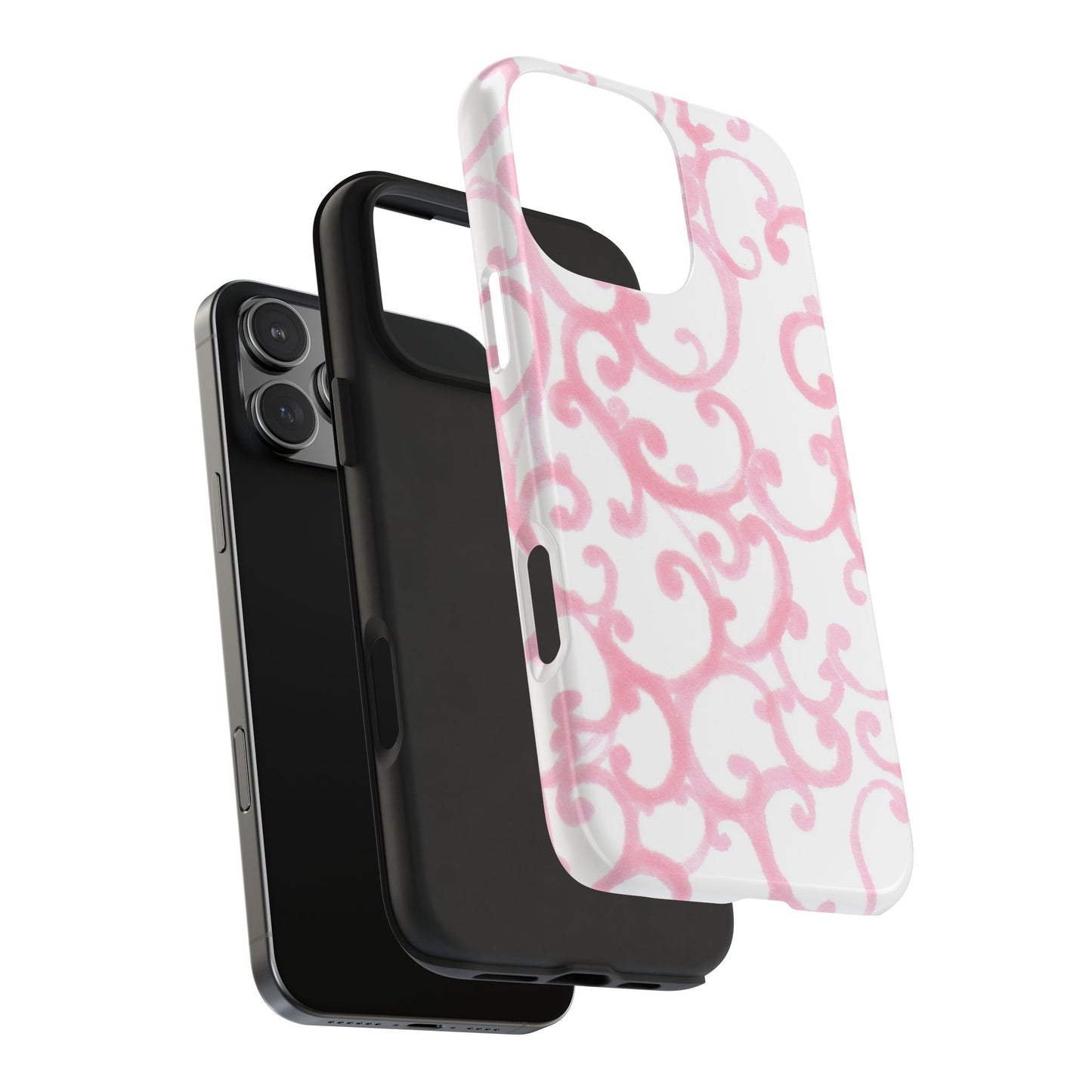 Scrollie White / Pink Phone Case