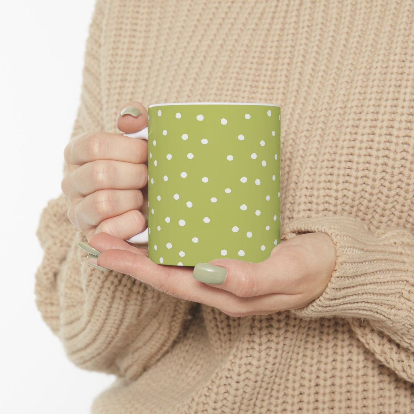 Dinky Dots Light Green / White Cup