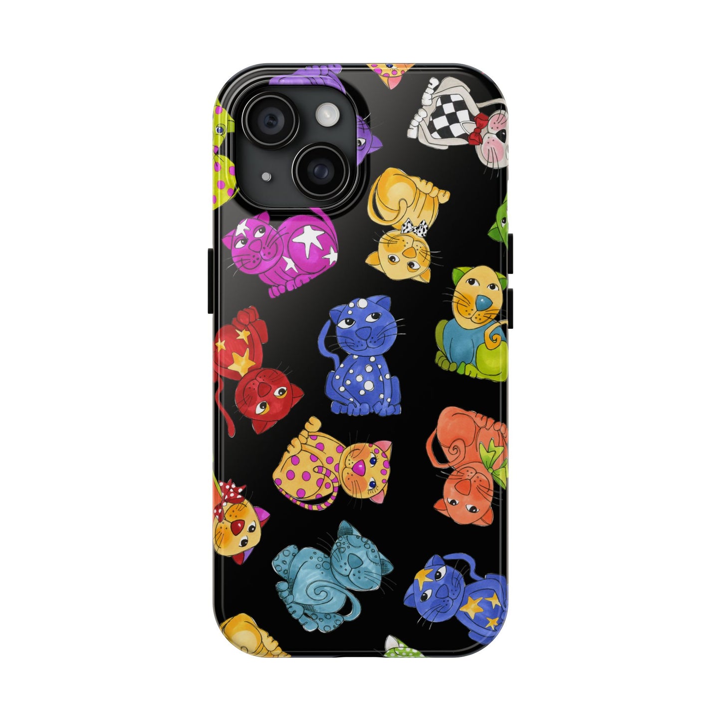 Tossed Happy Cats Black Phone Case