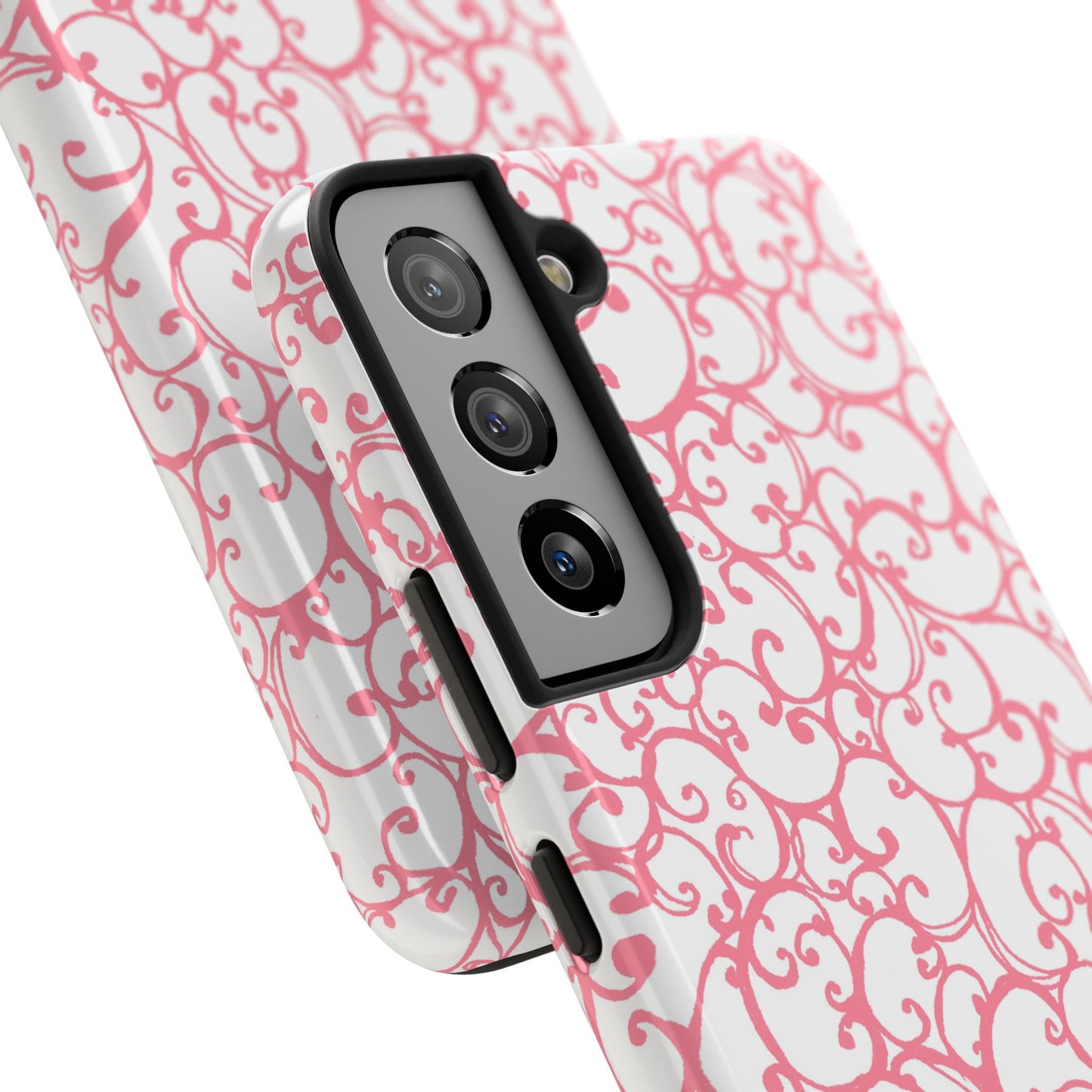 Scrollie White / Pink Phone Case