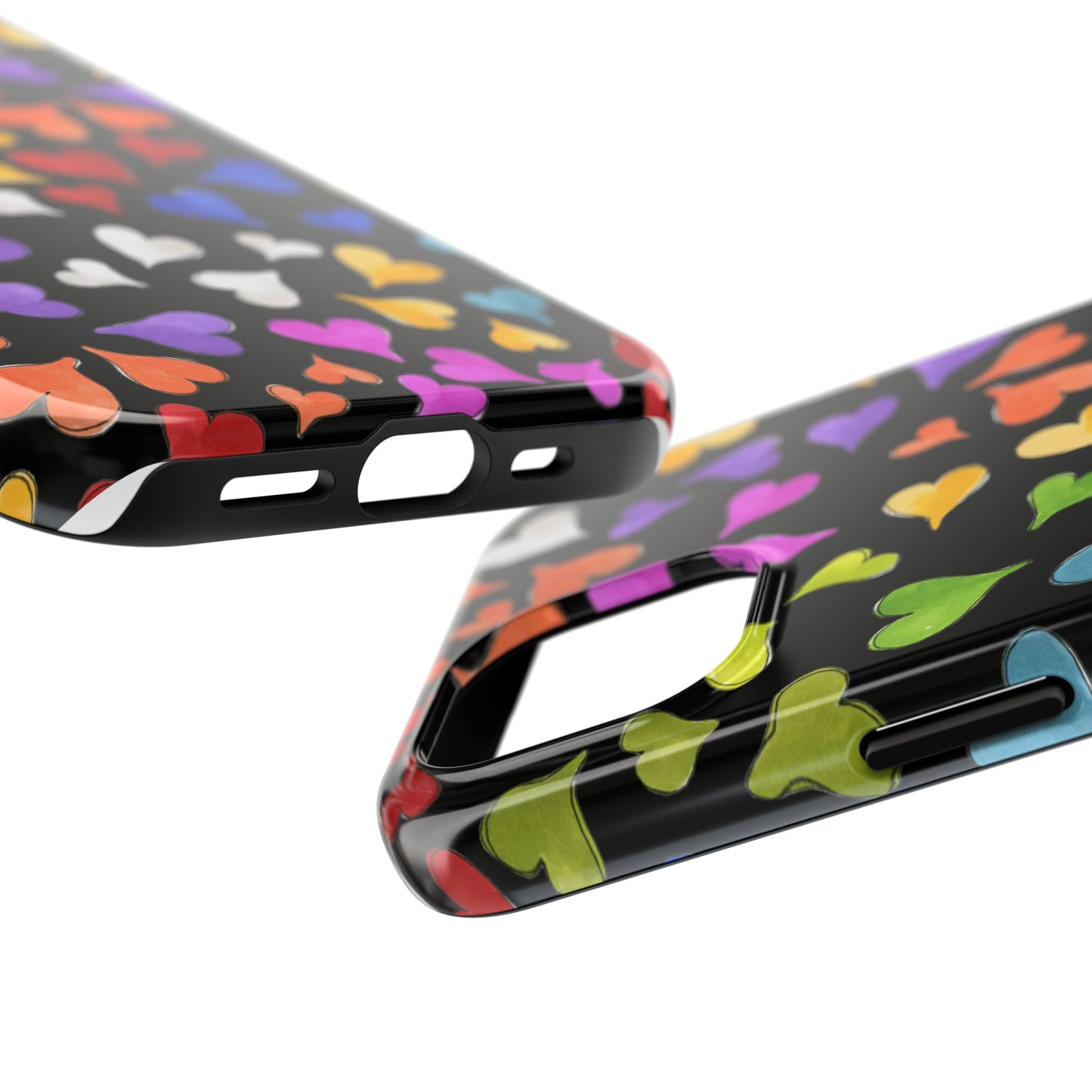 Happy Hearts Black Phone Case