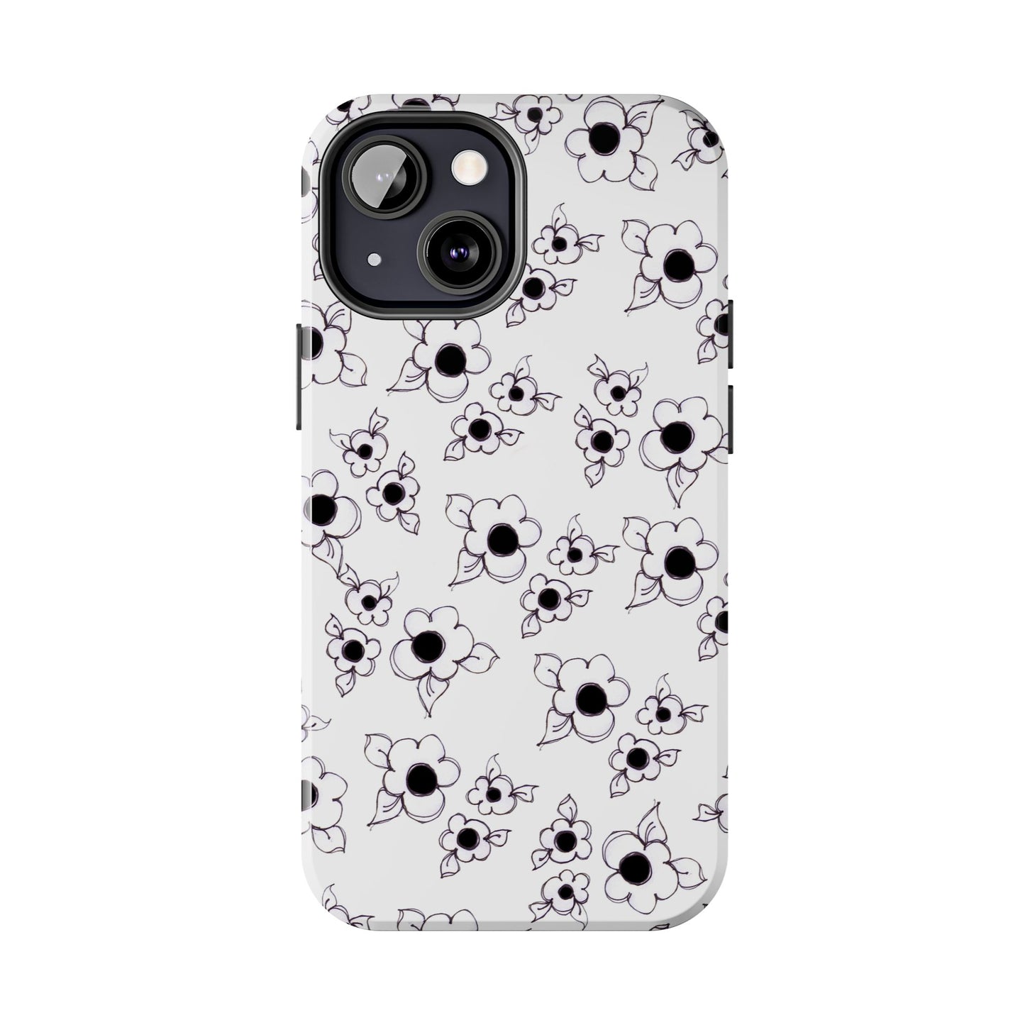 Daisy Cluster White / Black Phone Case
