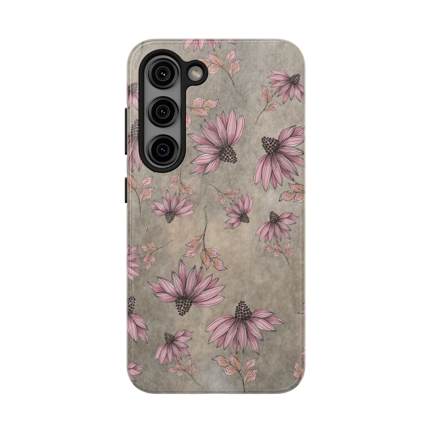 Wild Cone Flowers Taupe Marble Phone Case
