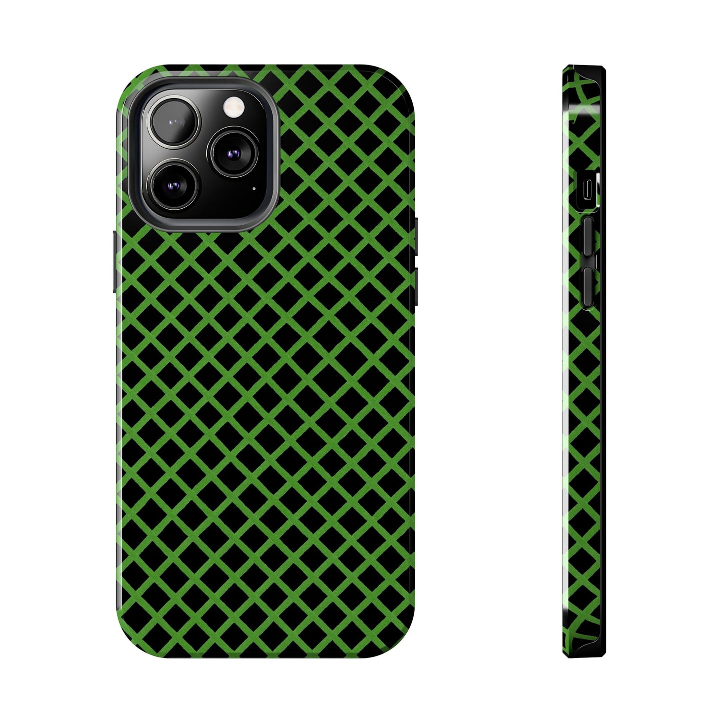 Trellis Green / Black Phone Case