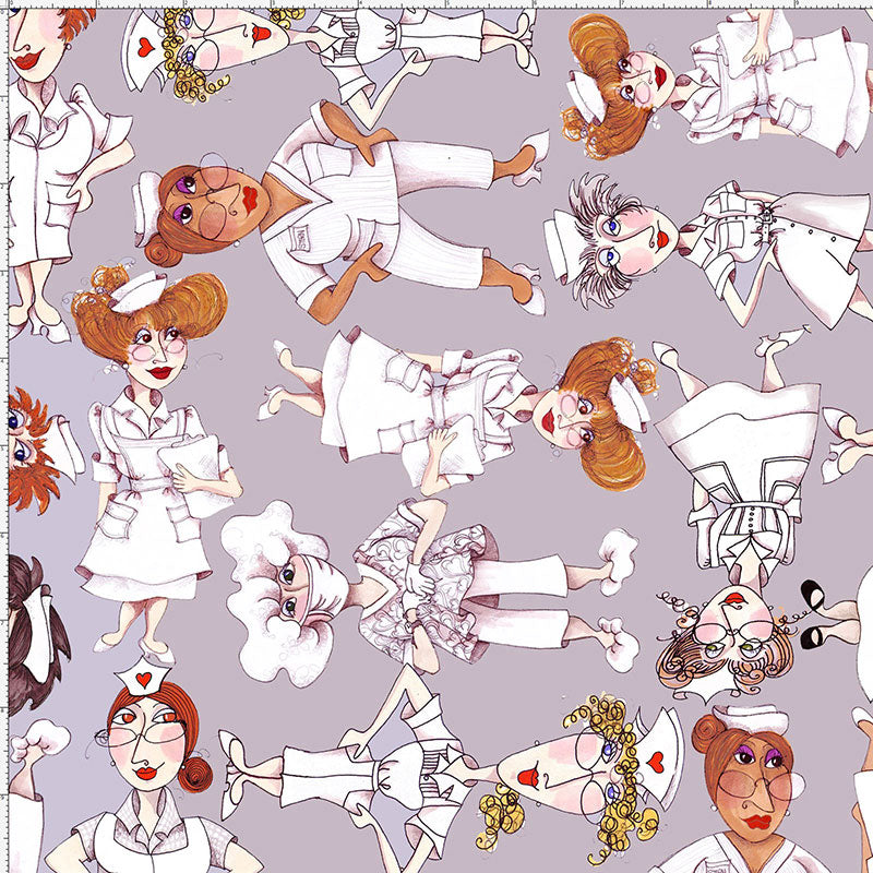 Tossed Nurses Gray Fabric