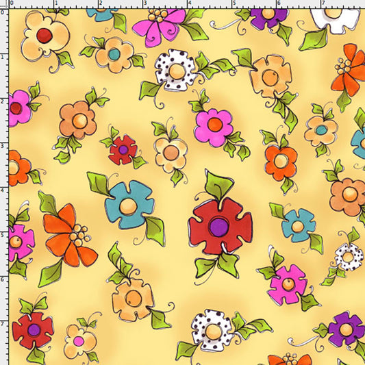 Happy Blooms Yellow Fabric