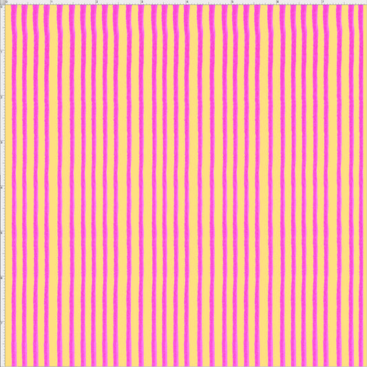Quirky Bias Stripe Yellow / Pink Fabric