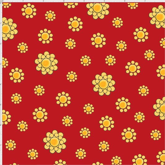 Bandana Dots Red / Yellow Fabric