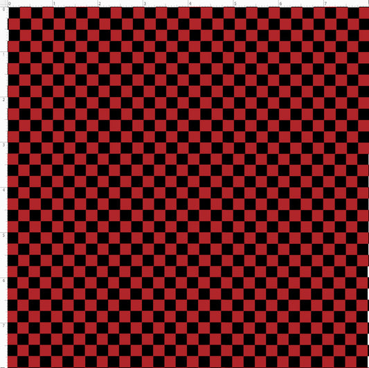 Checkerboard Red / Black Fabric