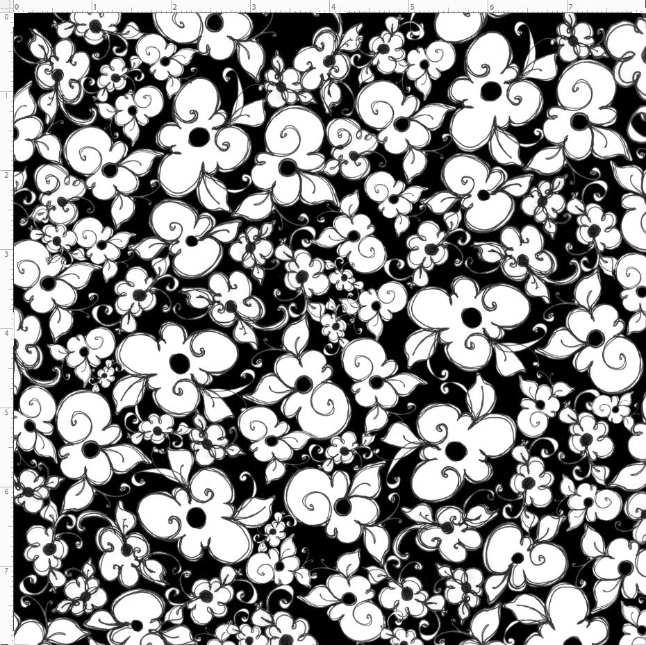 Dog Daisies Black Fabric