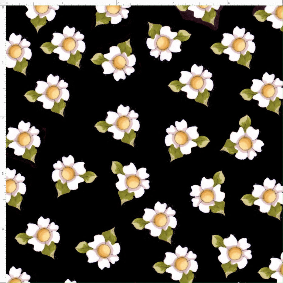 Daisy Delight Black Fabric