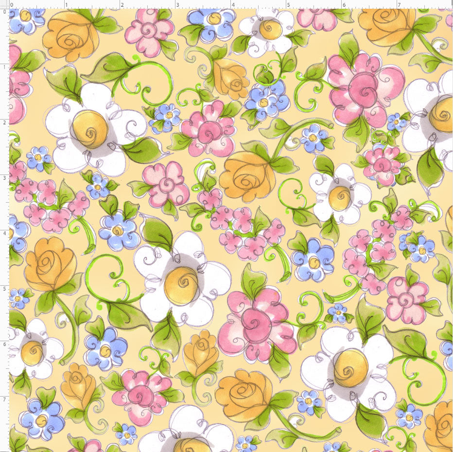 Belles Floral Yellow Fabric