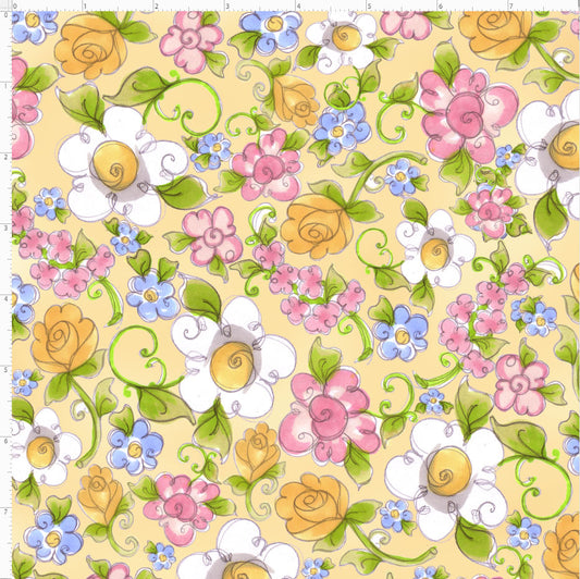Belles Floral Yellow Fabric