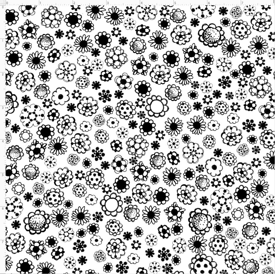 Posie Dots White / Black Fabric