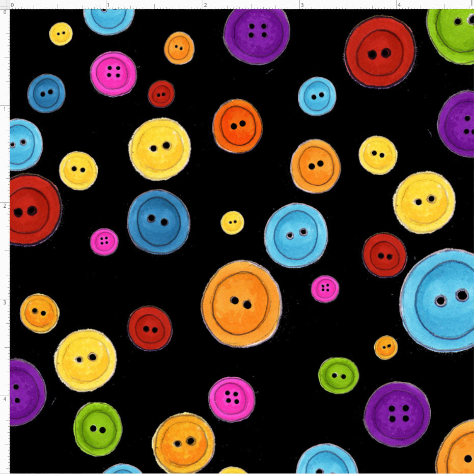 Button Dot Black Fabric