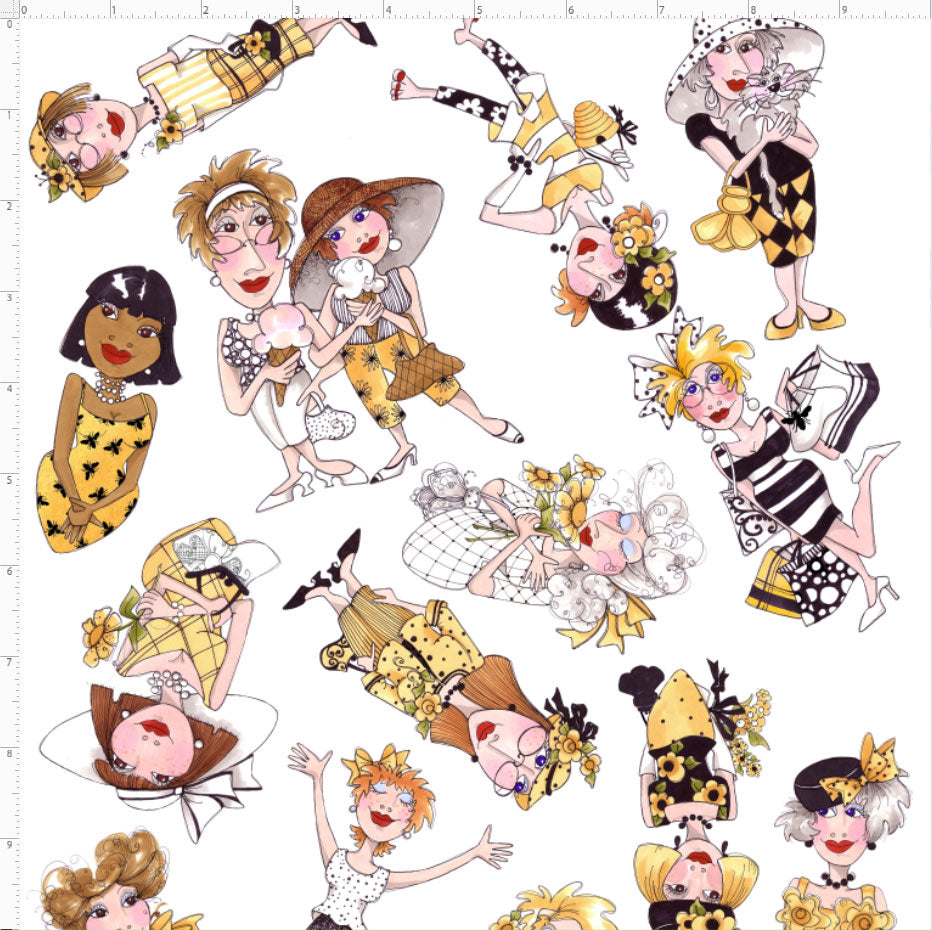 Bee Tossed White Fabric