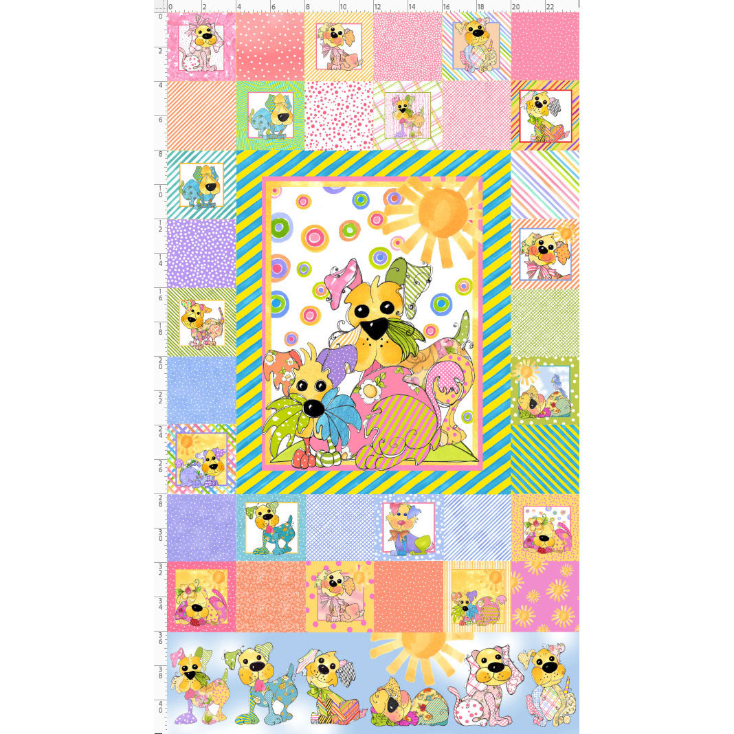 Patchwork Puppy Fabric Panel