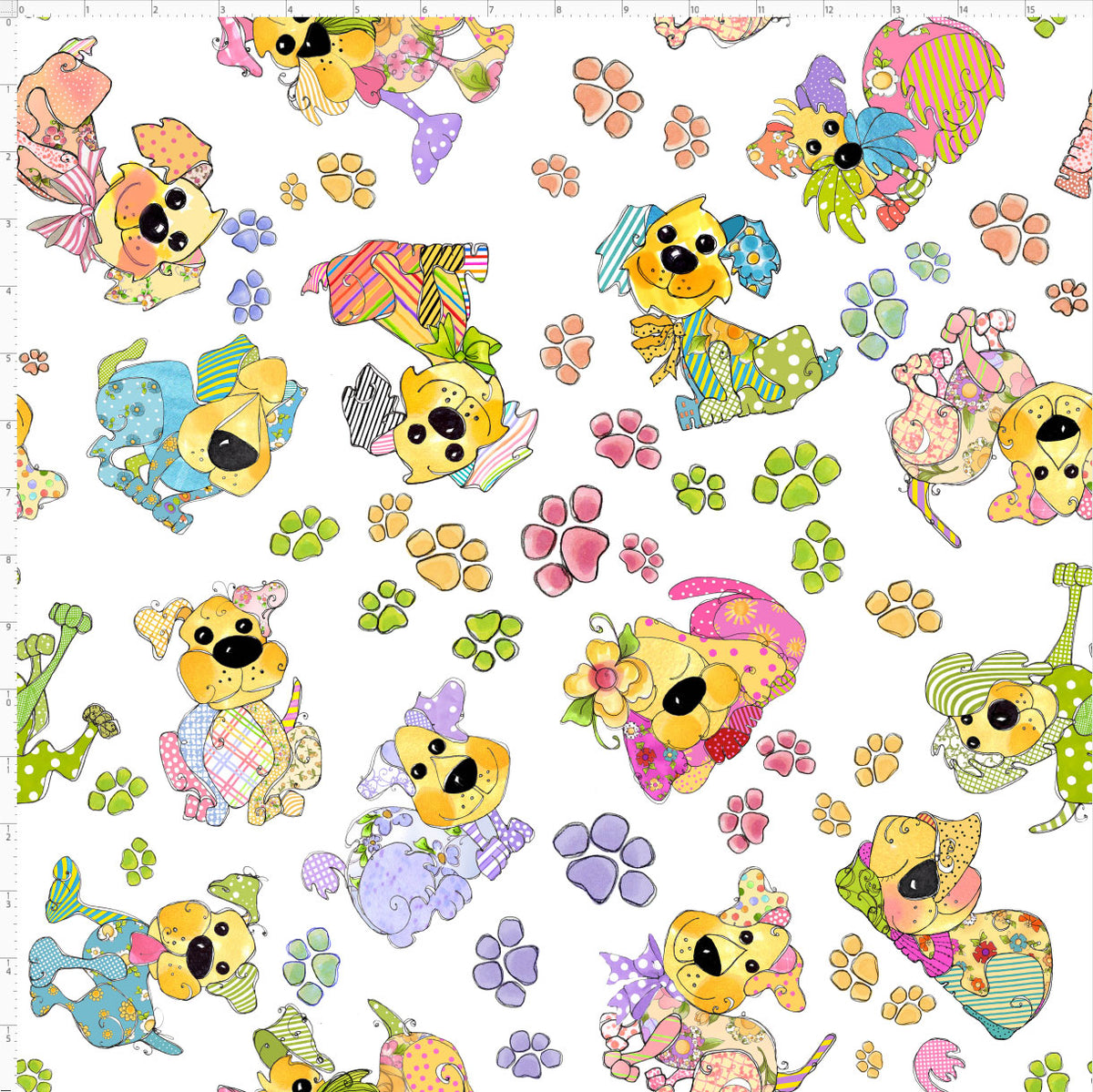 Patchwork Puppy Toss Fabric