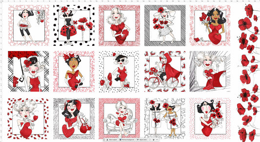 Lady in Red Fabric Panel