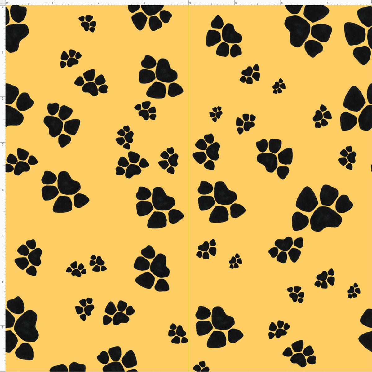 Dog Tracks Yellow / Black Fabric