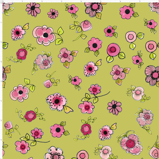 Parlor Posies Green Fabric