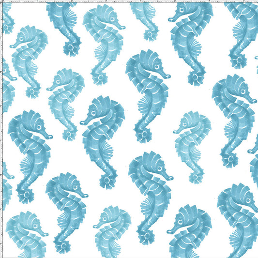 Seahorses Turquoise Fabric
