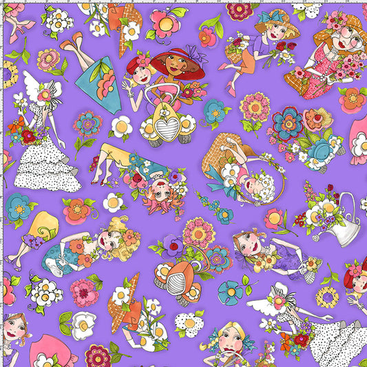 Blossom Tossed Purple Fabric