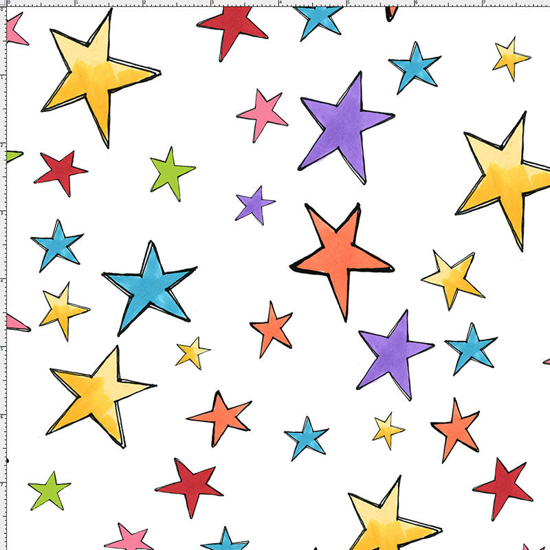 Stars White Fabric